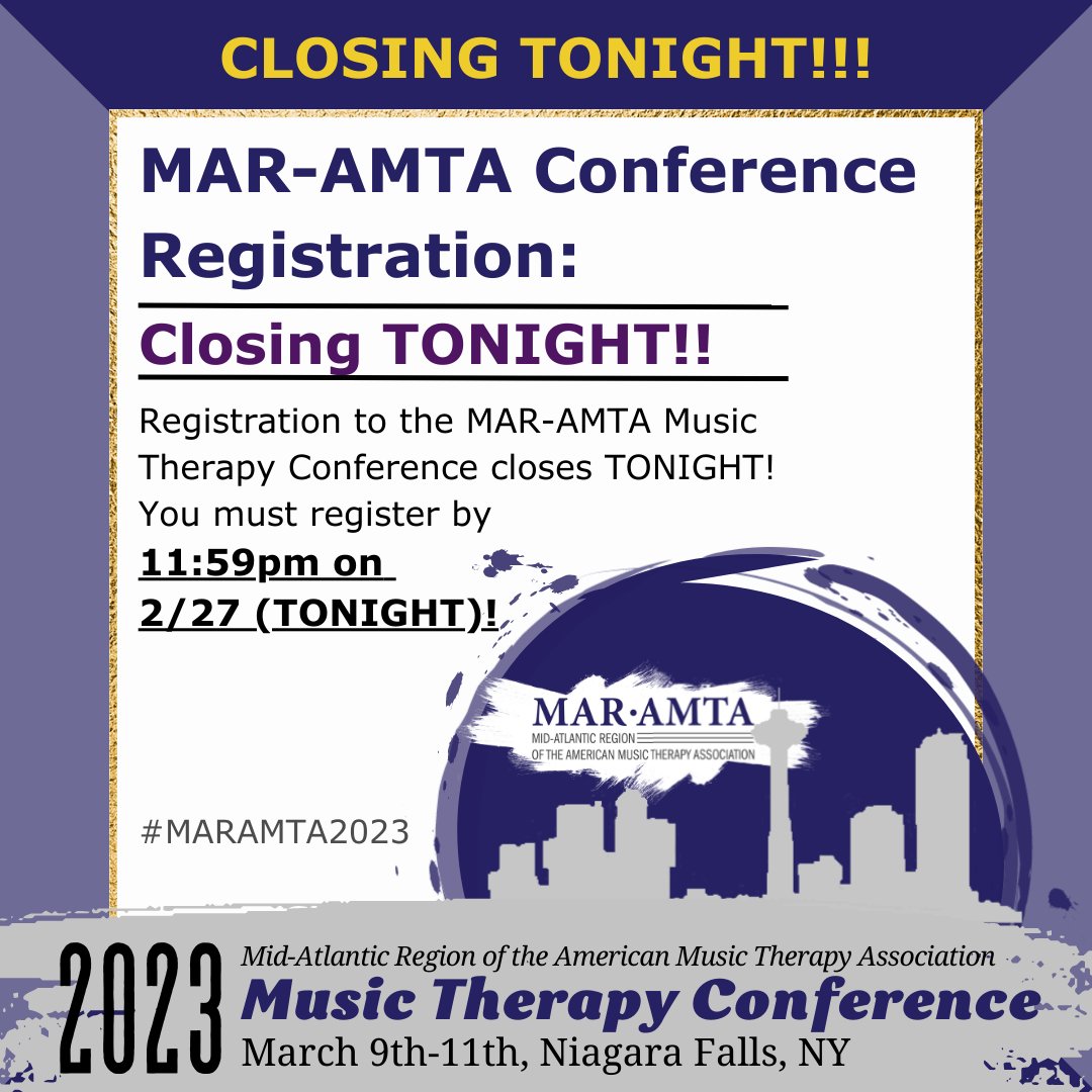 Registration for the MAR-AMTA conference ends TONIGHT at 11:59pm! Visit our website to learn more and to register: mar-amta.org/conference