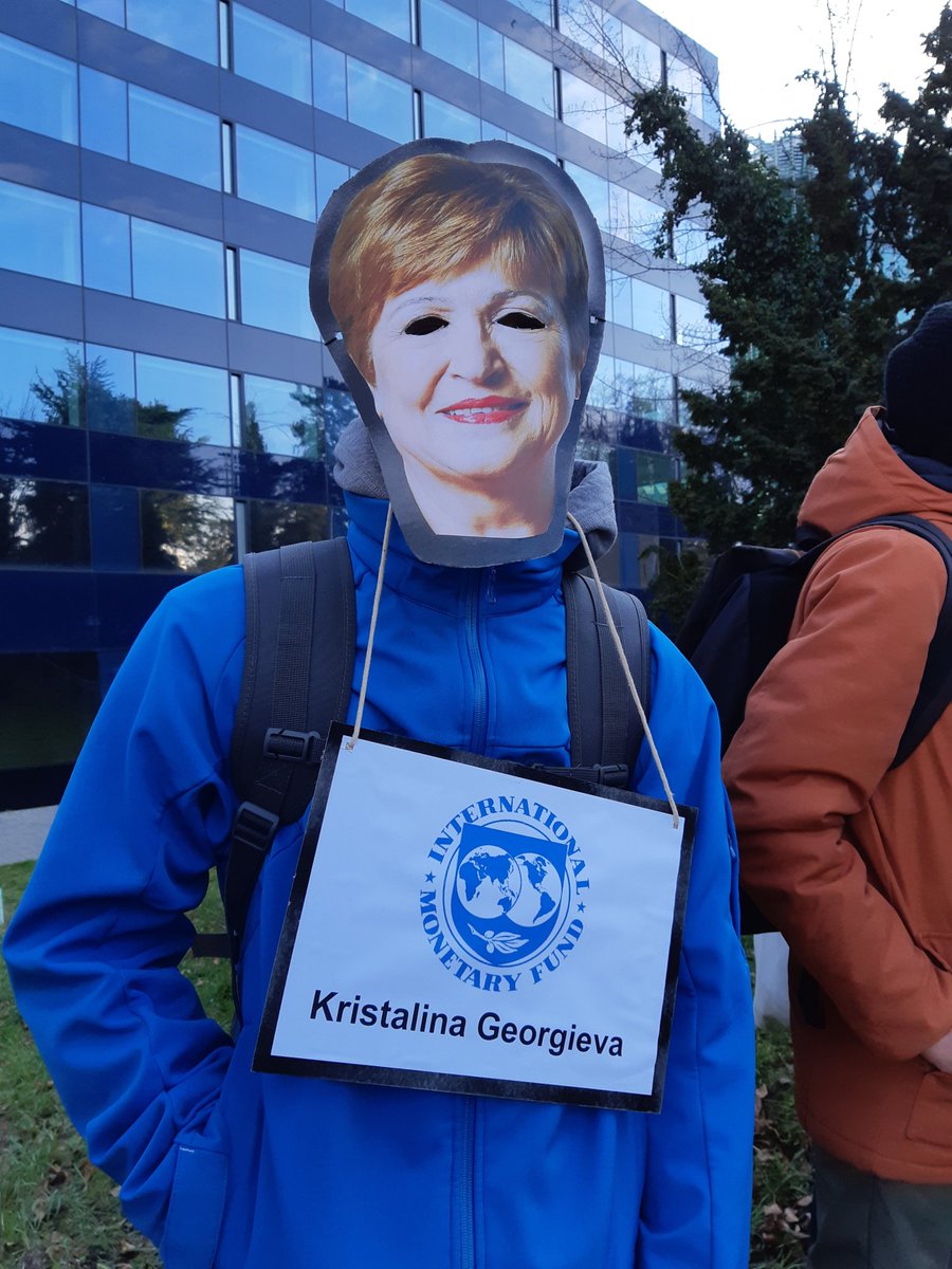 DebtforClimate's tweet photo. How does the debt trap work?

The @WorldBank and development banks have been promising for decades that debt enables poorer countries to get rich - in their terms - particularly by fueling the South's trade with the North.

📸 @Debt4ClimateCH protest at the worldbank in Geneva. https://t.co/sRFwQ2dB1L