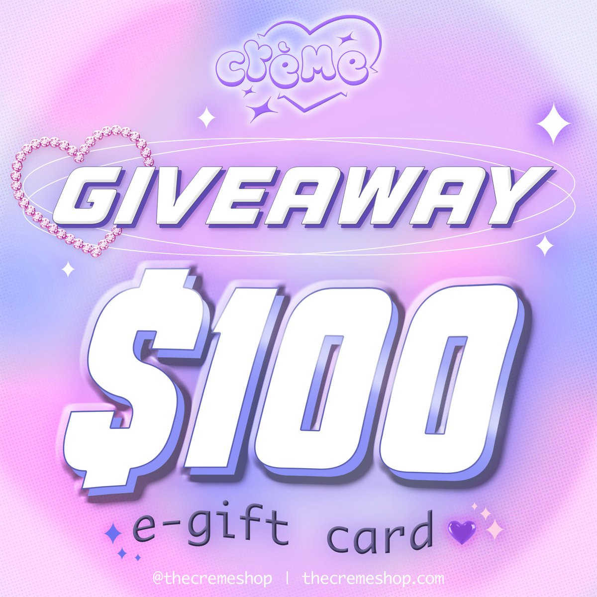 💜 $100 GIVEAWAY 💜
want to shop your faves on thecremeshop.com?! 

ENTER TO WIN:
💌 follow us @thecremeshop
⚡️ RT this post
💘 tag ur friends

good luck! 🌈 we will DM the winner on 03/06. official messages are only sent from this verified account.