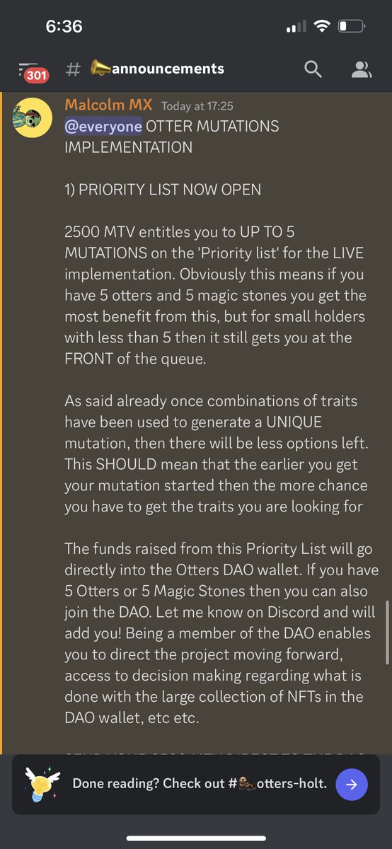 Some important news heading out of <a href="/MTV_Otters/">Curious Otters Club</a>  HQ regarding mutations and how the implementation will work 👀 🔥 

for more information head over to discord.com/channels/93666… 

#Cryptocurency #MultiVAC #NFTCollection #BRISE #cultdao