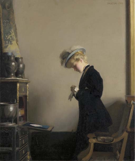The Letter (1908) by William McGregor Paxton (American artist, lived 1869-1941). “I have only made this letter longer because I have not had the time to make it shorter.' (Letter 16, 1657 ― Blaise Pascal). #letterwriting #Edwardian