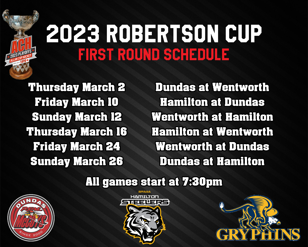 The first round of the 2023 Robertson Cup Playoffs (round robin) begins this week. The top two teams will advance to the finals.

Here is the complete first round schedule with all games starting at 7:30pm.