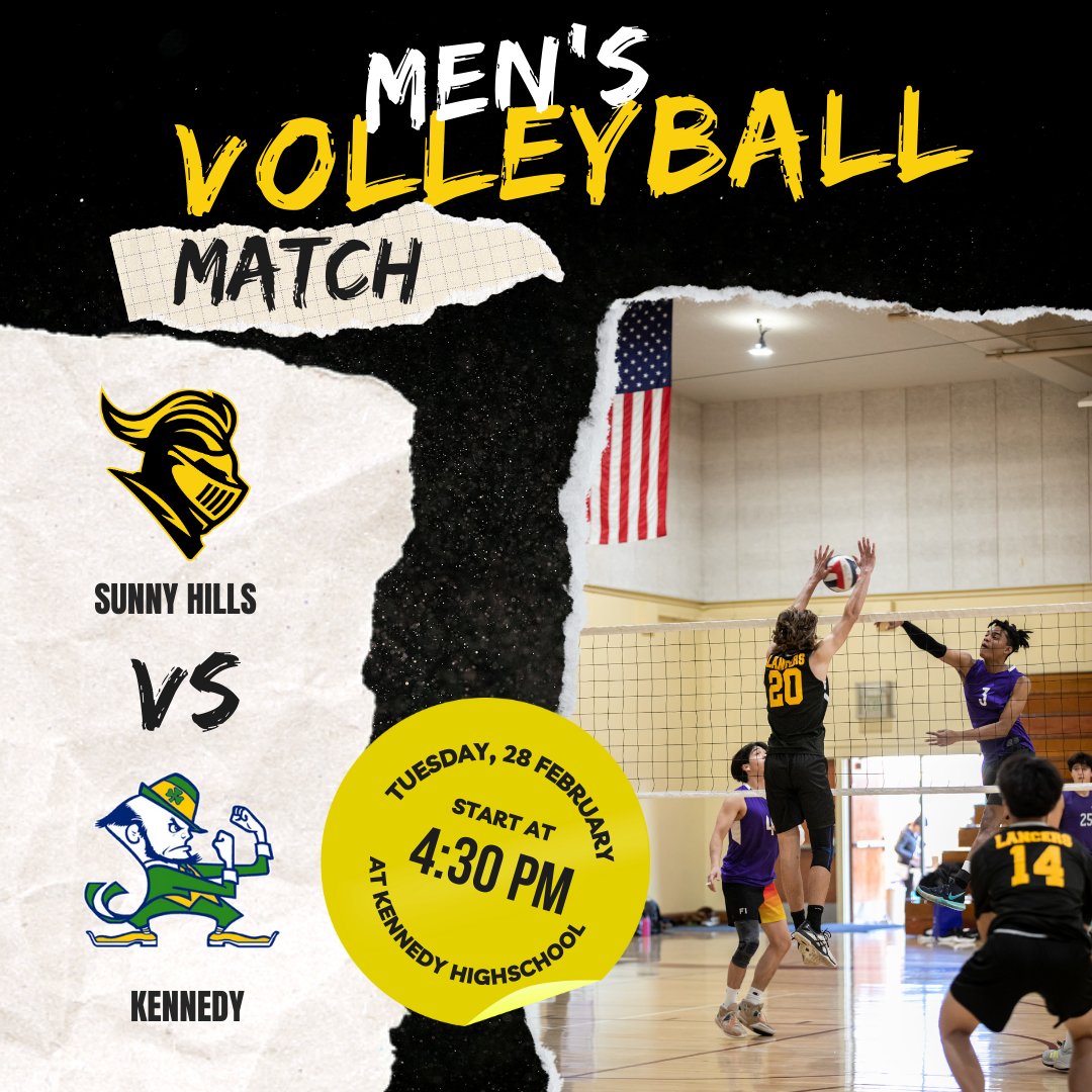 shhsboysvb's tweet photo. Lancers have their first away pre-season game TOMORROW against Kennedy!
JV @ 3:30
Varsity @ 4:30
#golancersgo
@fjuhsd @ocboysvball @OCSportsZone @SunnyHillsAD @sunnyhillshs @SunnyHillsAcco @ocvarsity https://t.co/c7ciOgkbF7