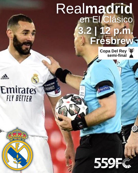 MadridFresno's tweet photo. El Clásico! Partido de Ida Semi Final de La Copa Del Rey 👑
📍 Fresbrew
📅 03/02
⏰ 12 p.m.
#LaLigaxESPN #EspnFC #RealMadrid #559fc #ESPNplus #ModeloUSA #CopaDelRey https://t.co/LKPlrhSPTI