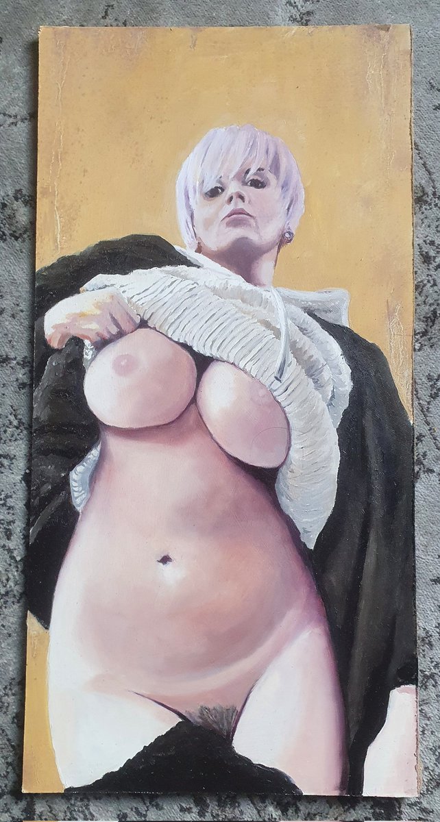 Sanguinary85's tweet photo. @AvaMinxOfficial Painted this oilpainting of you Ava hope you like it 🖤🤗 https://t.co/D9C0FiIfEd