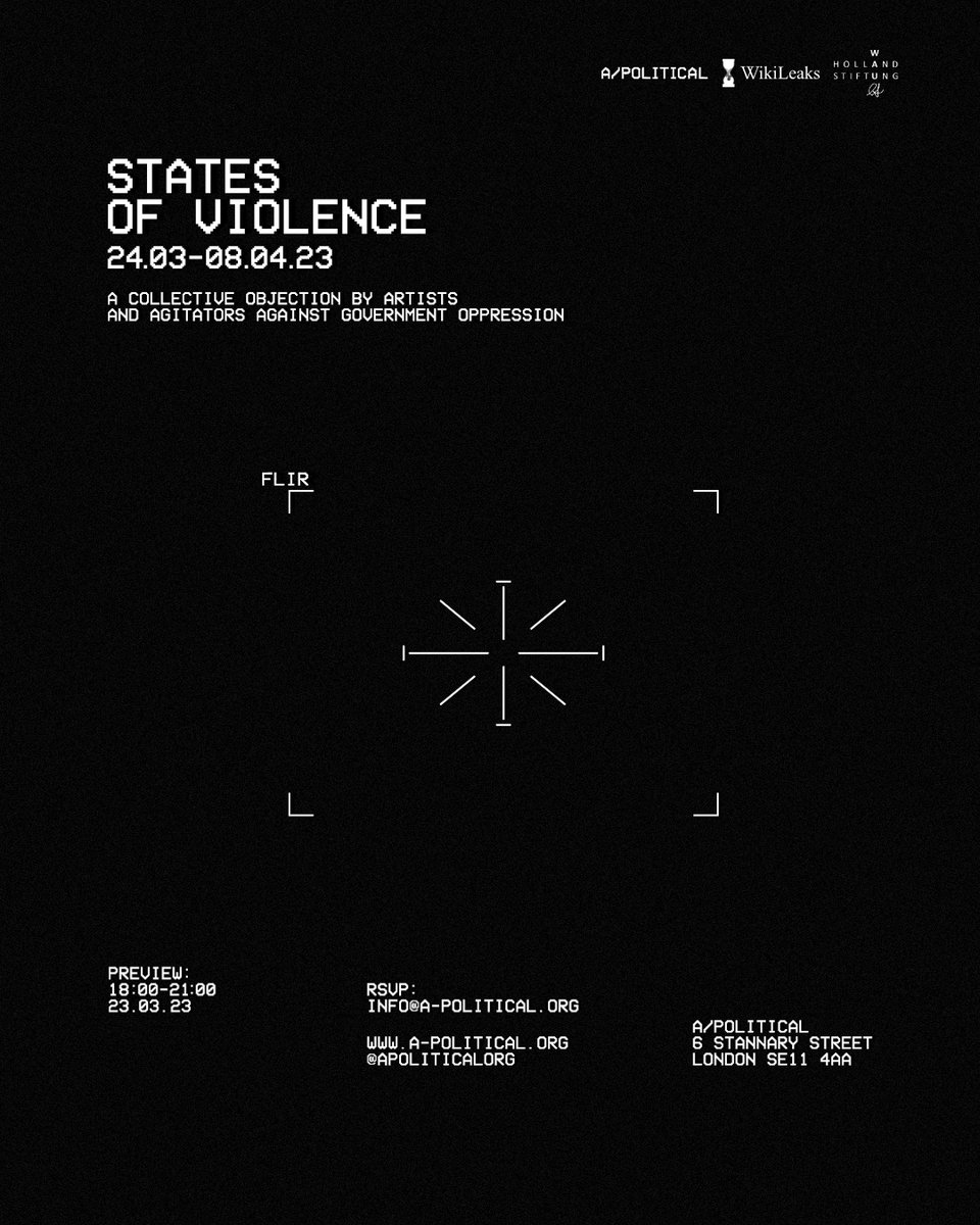 Artists, investigative journalists and fashion icons will unveil and oppose techniques of government oppression alongside the largest-ever physical publication of top secret government cables. More information to follow: bit.ly/3mcVHoF #StatesofViolence #WikiLeaks