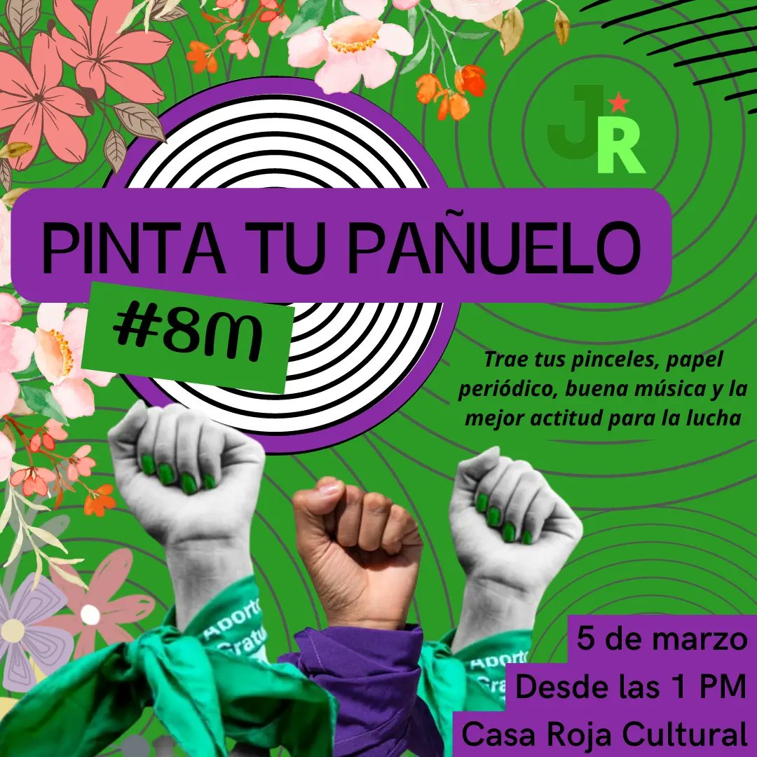 JRPANAMA_'s tweet photo. Esta 5 de marzo, preparamos una #PintaDePañuelos rumbo al #8MPanama 💚💜 puedes asistir con tus amigas, familiares; mientras compartimos anécdotas, escuchamos música y charlamos sobre las realidades, conquistas y necesidad de organización de las mujeres trabajadoras panameñas (+) https://t.co/NZ2JKu41xb