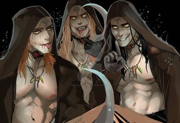 How fortunate you are, to be held in the captivity of the three sons.... Will they eat you? Or simply amuse themselves with your flesh first?