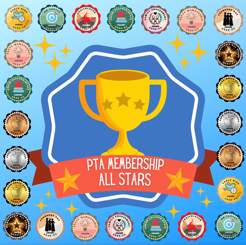 PTA units that have earned FIVE or more Membership Awards throughout the year qualify as a Membership All Star and earn the All Star digital badge!