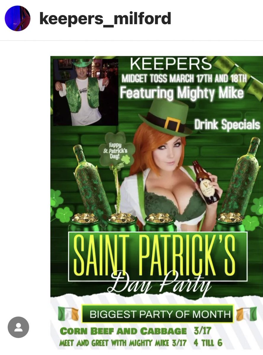 mightymikemurga's tweet photo. Leprechaun ๐ friday march 17th and Saturday March 18th Milford Connecticut ๐๐๐๐ท๐ช๐ฏ๐ฅ๐ฅ๐บ๐ผ๐youtube channel: mightymikemurgarocks
#dwarfs #connecticut #dwarfbowling #spring #midget #mightymike #leprechaun #toss #littlepeople #strip #stormys #cocktails #dwarftossing https://t.co/7wYZ3HtYqk