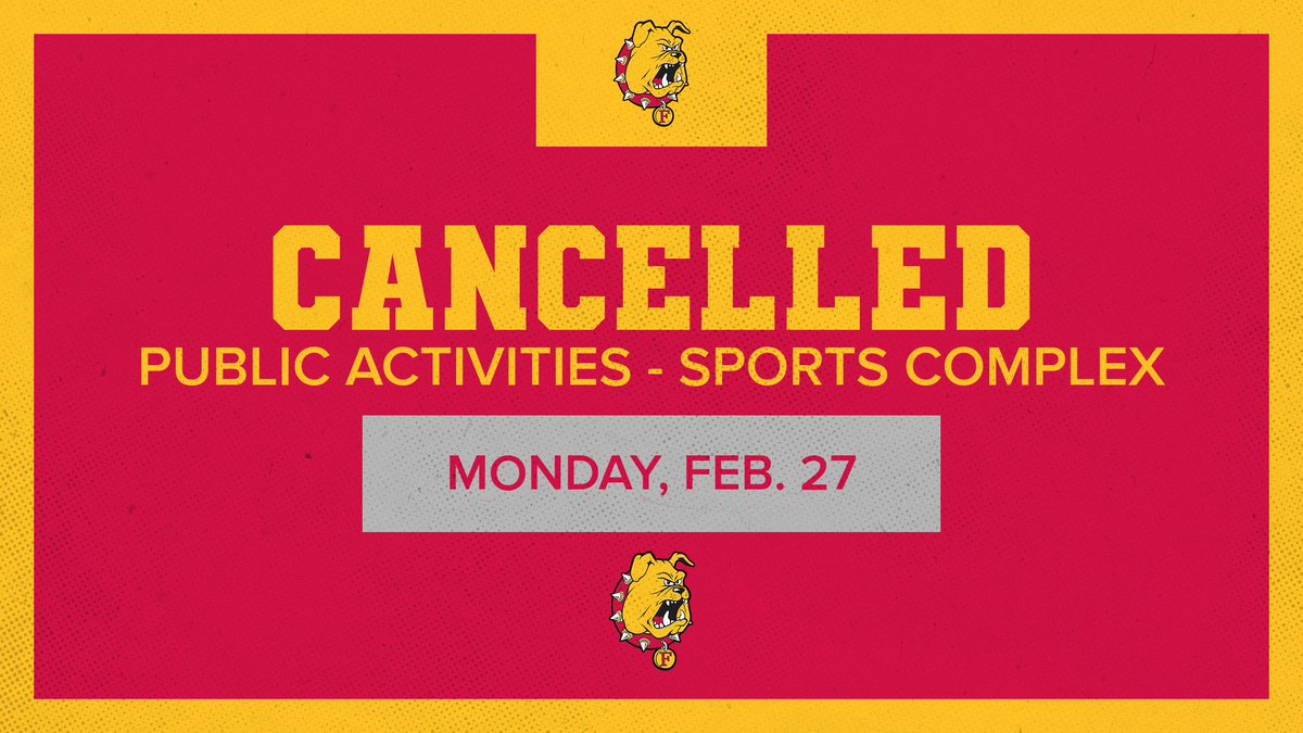 Ferris Athletics (@ferrisathletics) on Twitter photo IMPORTANT - All public activities today at the Ewigleben Sports Complex, including sticks & pucks along with youth skating, have been cancelled for today due to the weather! Stay safe! <a href="/FerrisIceArena/">Ferris Ice Arena</a> IMPORTANT - All public activities today at the Ewigleben Sports Complex, including sticks & pucks along with youth skating, have been cancelled for today due to the weather! Stay safe! <a href="/FerrisIceArena/">Ferris Ice Arena</a>