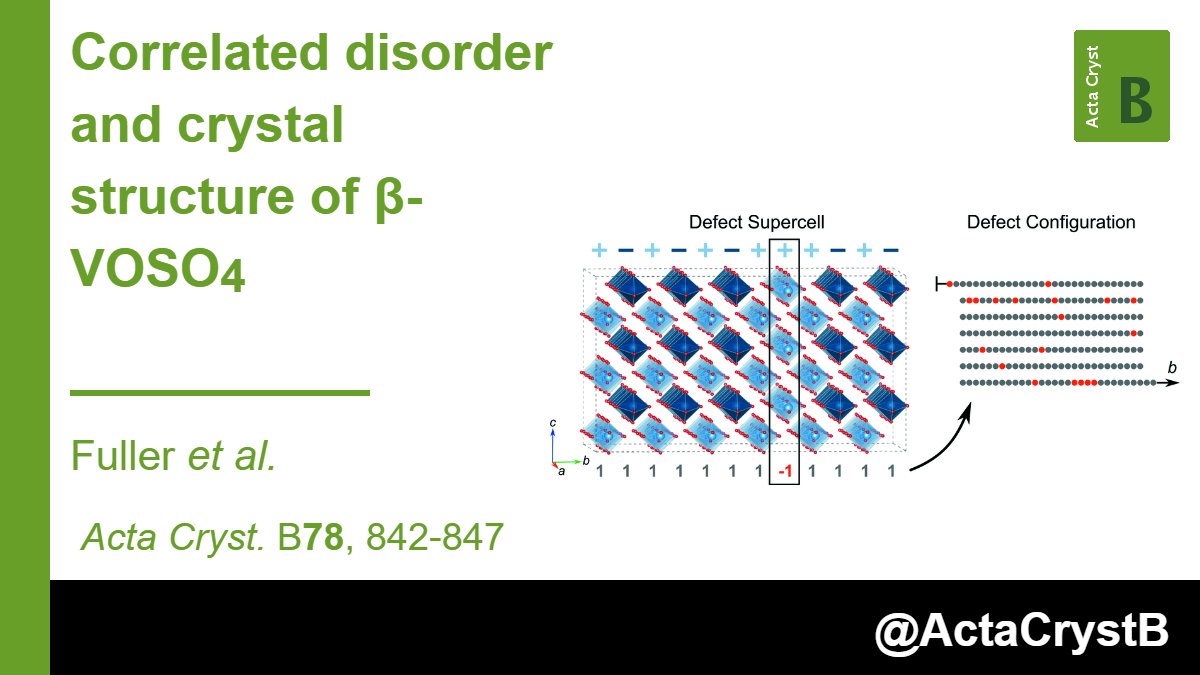 Wiley_Chemistry's tweet image. Read this article from @ActaCrystB titled &quot;Correlated disorder and crystal structure of β-VOSO4.&quot;

🔗: ow.ly/Lxvp50N3UKu

 @IUCr #DiffuseScattering #SingleCrystalDiffraction #StructuralDisorder
