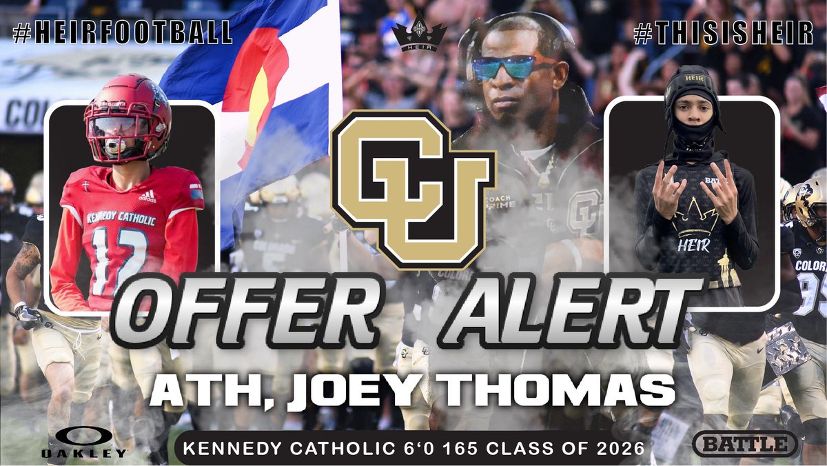 👑🚨OFFER ALERT🚨👑

Congrats to Freshman Cornerback, @JoeyThomasIII on his D1 scholarship offer from The UNIVERSITY OF COLORADO!

#ThisIsHEIR 👑 

#HeirFootball 👑
#HeirBoyz 🗣👑 
#WeEverywHEIR 📍 

#DBIsland  🌴🔐