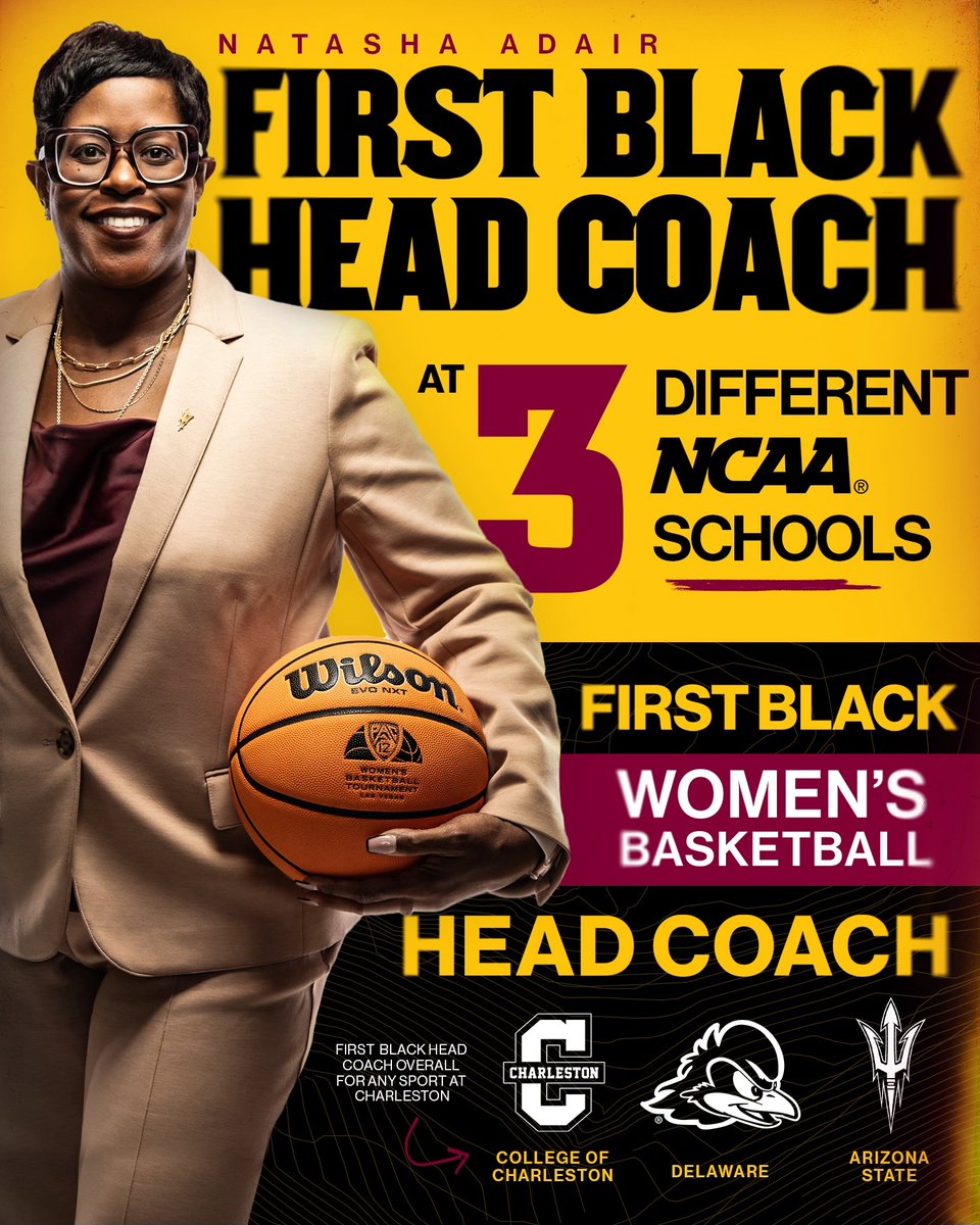 SunDevilWBB's tweet image. On the last day of #BlackHistoryMonth we&apos;re highlighting our very own @CoachAdair She continues to break ceilings as a Black woman in sports and is an inspiration to many 🔱
#ForksUp /// #O2V