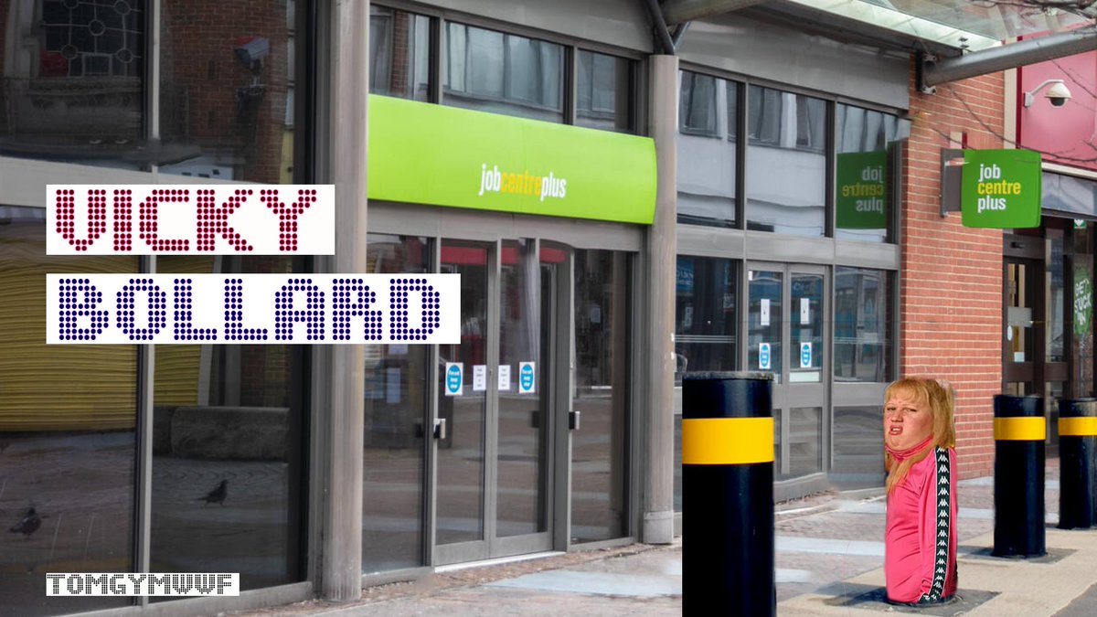 Vicky Bollard (outside JobCenter Plus)

@OneMinuteBriefs Create posters to advertise #Bollards and @WorldBollard in all sorts of creative ways.  #LittleBritain  #DWP #BenefitsBritain