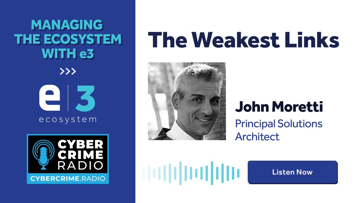 No matter how strong your #cybersecurity posture is, your employees are the weakest link.

In this episode of Managing the Ecosystem with e3, John Moretti joins <a href="/HillarieMcclure/">Hillarie McClure</a> to discuss how to raise security awareness within your organization.

Tune in: bit.ly/3Zs1vcC