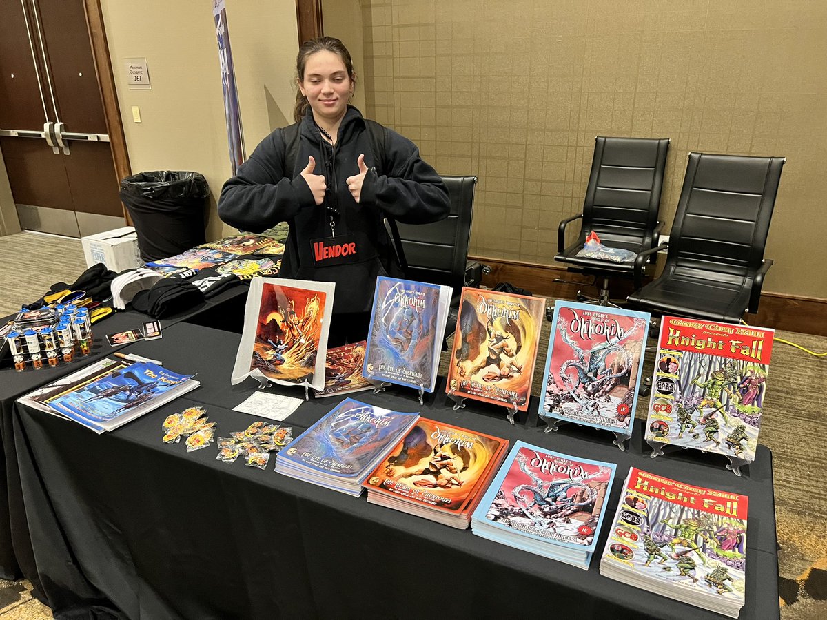 lukegygax's tweet photo. I signed a lot of books at #genghiscon If you want a personalized copy - DM me or email luke@gaxxworx.com. Personalized and shipped to USA: 1e modules are $45 (2 for $75) or 5e full color $65 (2x $100). digital at https://t.co/QfZ12bhujm or DTRPG #dnd #ttrpg #okkorim #gygax https://t.co/nppkdBCDrh