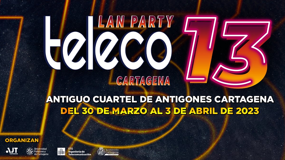 TelecoLANParty's tweet photo. ¡Estamos de vuelta! Por fin volveremos a vernos en la Teleco LAN Party del 30 de marzo al 3 de abril, en el Cuartel de Antigones de la @UPCTnoticias.
¡¡Os esperamos veros en esta decimotercera edición!!
@UPCTEsports #tlp13 https://t.co/ozCq8uX5TY