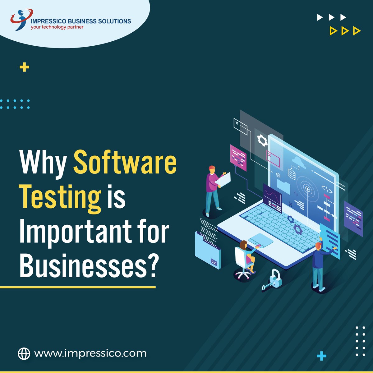 ImpressicoTweet's tweet image. Testing is essential to the success of a new product launch in a highly competitive market.

Visit the Website to learn Why Software Testing is Important for Businesses: impressico.com/blog/why-softw…

#impressico #softwaretestingcompany #softwaretestingservices #itcompany #itservices
