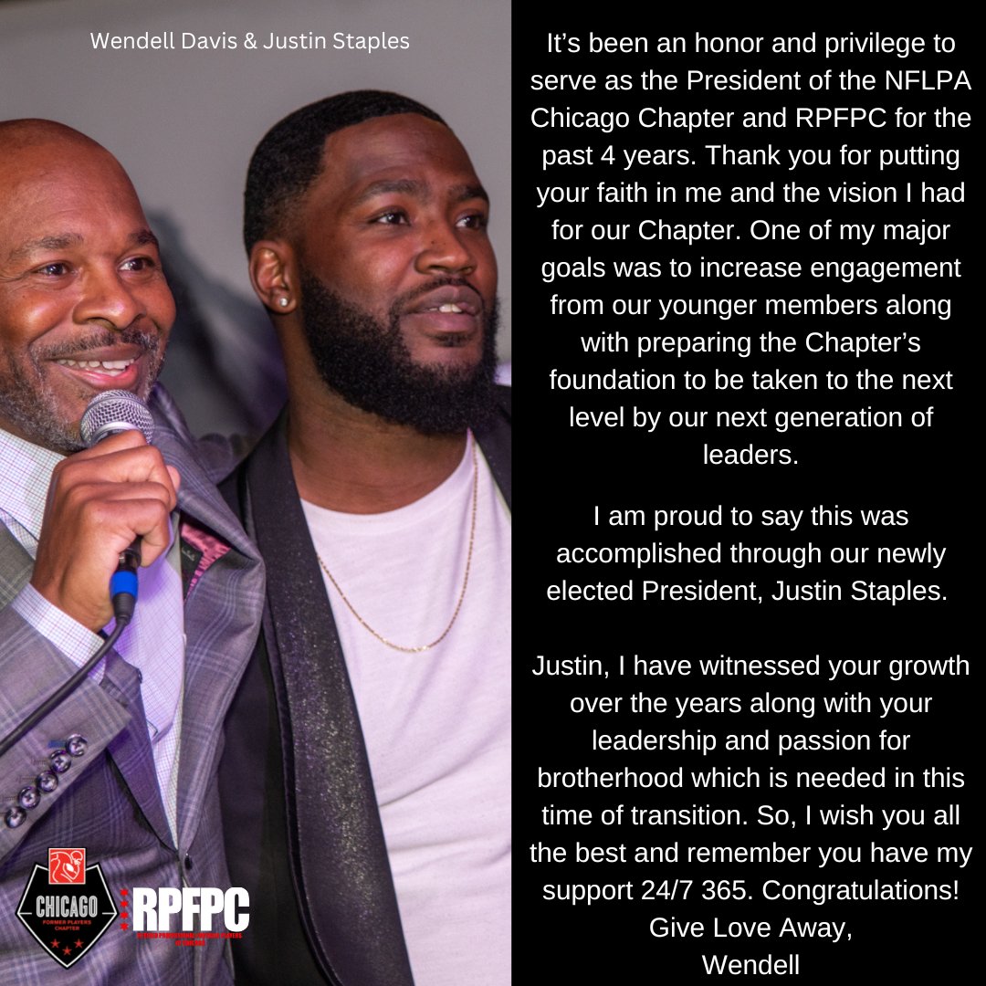 ChicagoRPFPC's tweet photo. Thank you, Wendell! ♥️
#RPFPC #NFLPAChicago #Family #Brotherhood https://t.co/IjBGG9tf7n