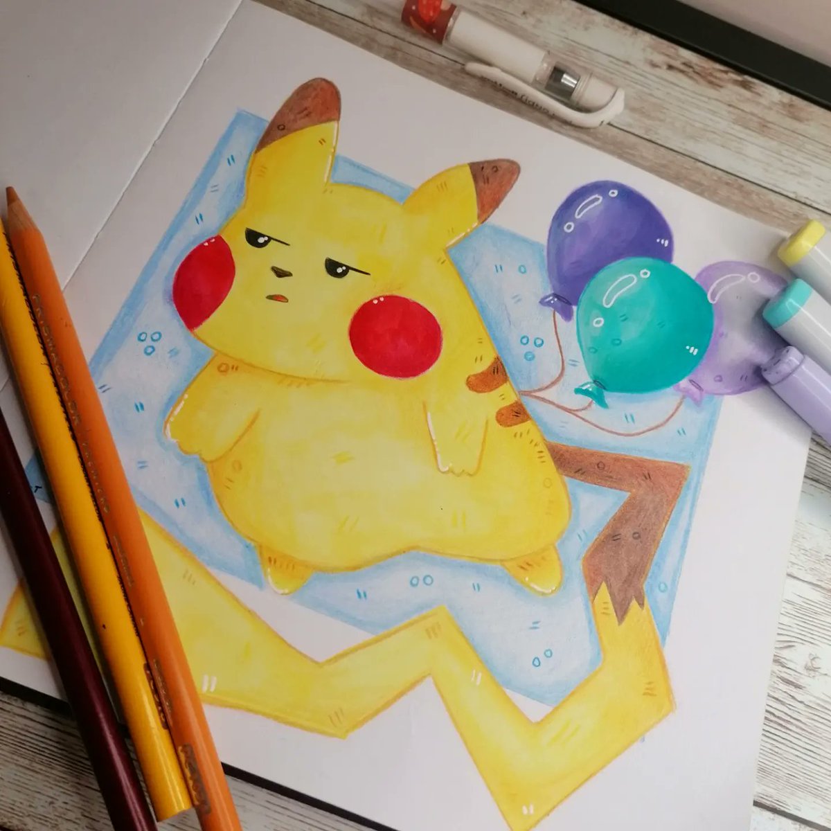 lostfoxart's tweet photo. Happy #Pokemon Day!!! Have a grumpy chonky Pikachu 🌟
#pokemonday #pikachu #nintendo https://t.co/gFpj50RK7L