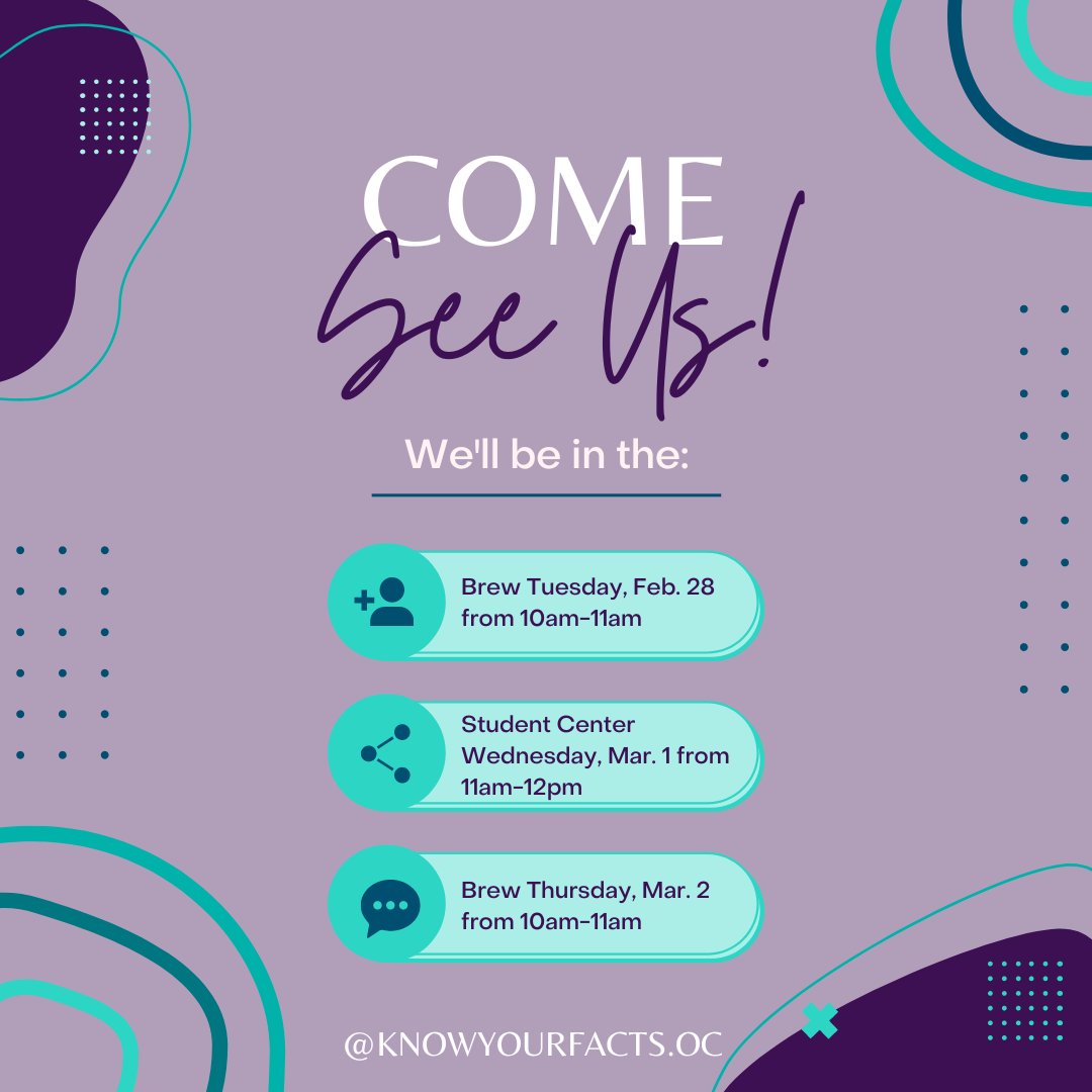knowyourfactsoc's tweet photo. Make sure to stop by our table to learn more about @NewsLitProject and how to #KnowYourFacts

#knowyourfacts #knowyourfactsoc  #thenewsliteracyproject #misinformation https://t.co/8yOT1i4o6D