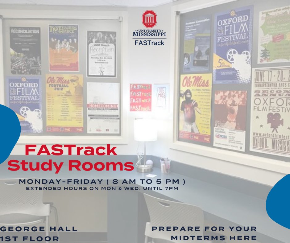 FASTrackUM's tweet photo. Good luck on your midterms this week! We have study rooms in George Hall for you and your friends to study and prepare!

We stay open late on Monday’s and Wednesday’s! https://t.co/uXPXj6kqmN
