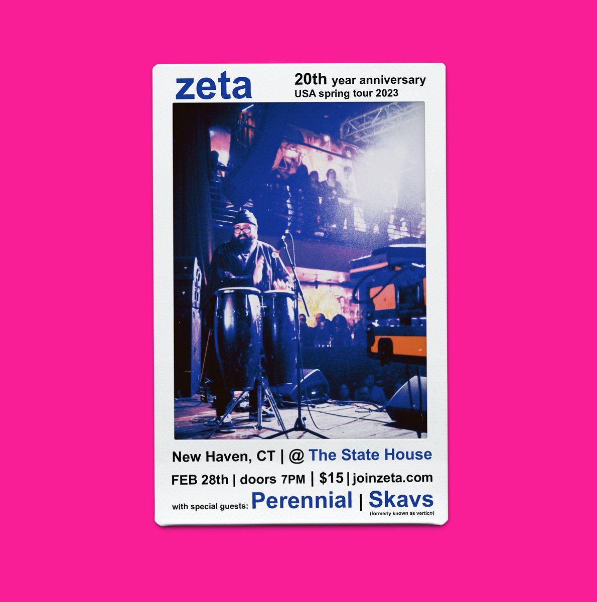 ***tonight’s Zeta show has been moved to tomorrow!*** 
The snowstorm is supposed to hit same time as doors, so we moved it to make sure everybody can make it safely. all tickets will be honored.  Emails have been sent to ticket holders with details!