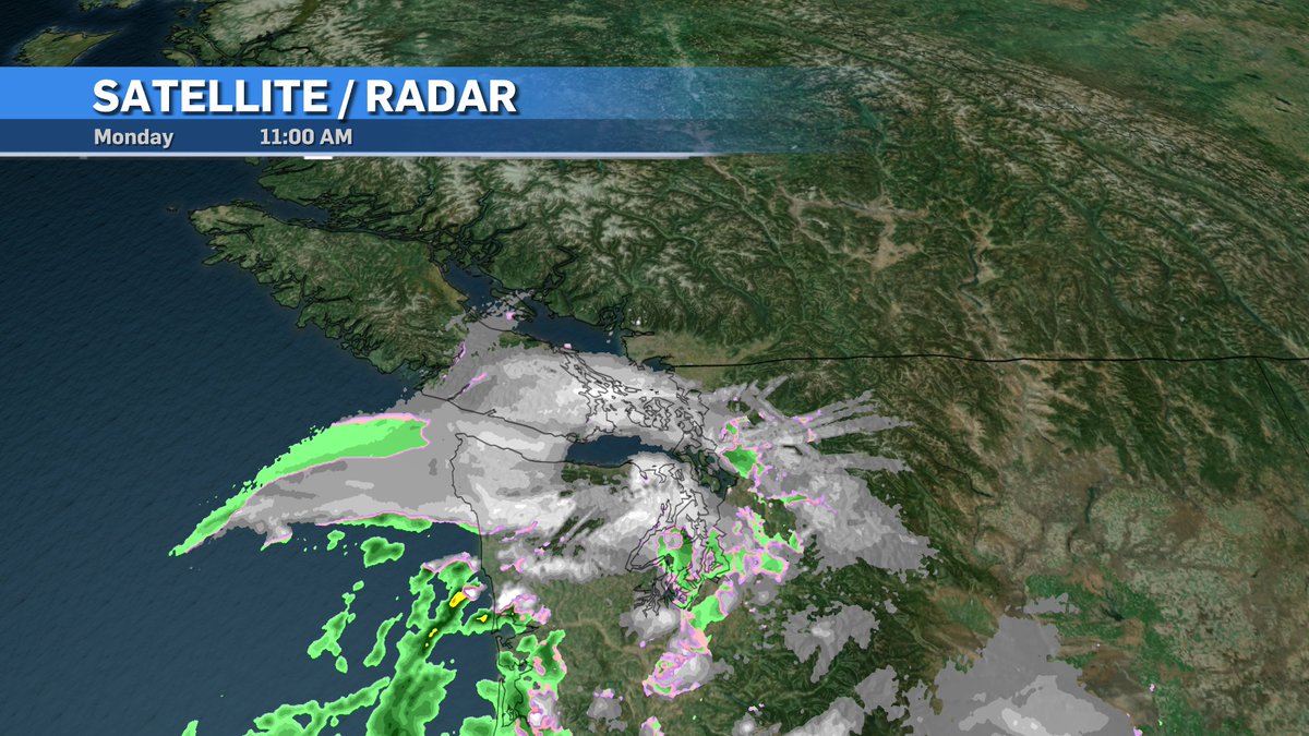 WarrenDean26's tweet photo. FORECAST: More snow

This system will roll into tomorrow AM. Should be done by Noon. Warning numbers range from 8-15 cm. Greater Vic will get more wet flurries. Week stays unstable and below seasonal. Rain more than snow the rest of the week.

@CTVNewsVI @cfax1070 

#BCStorm https://t.co/3UjUfB4KVa