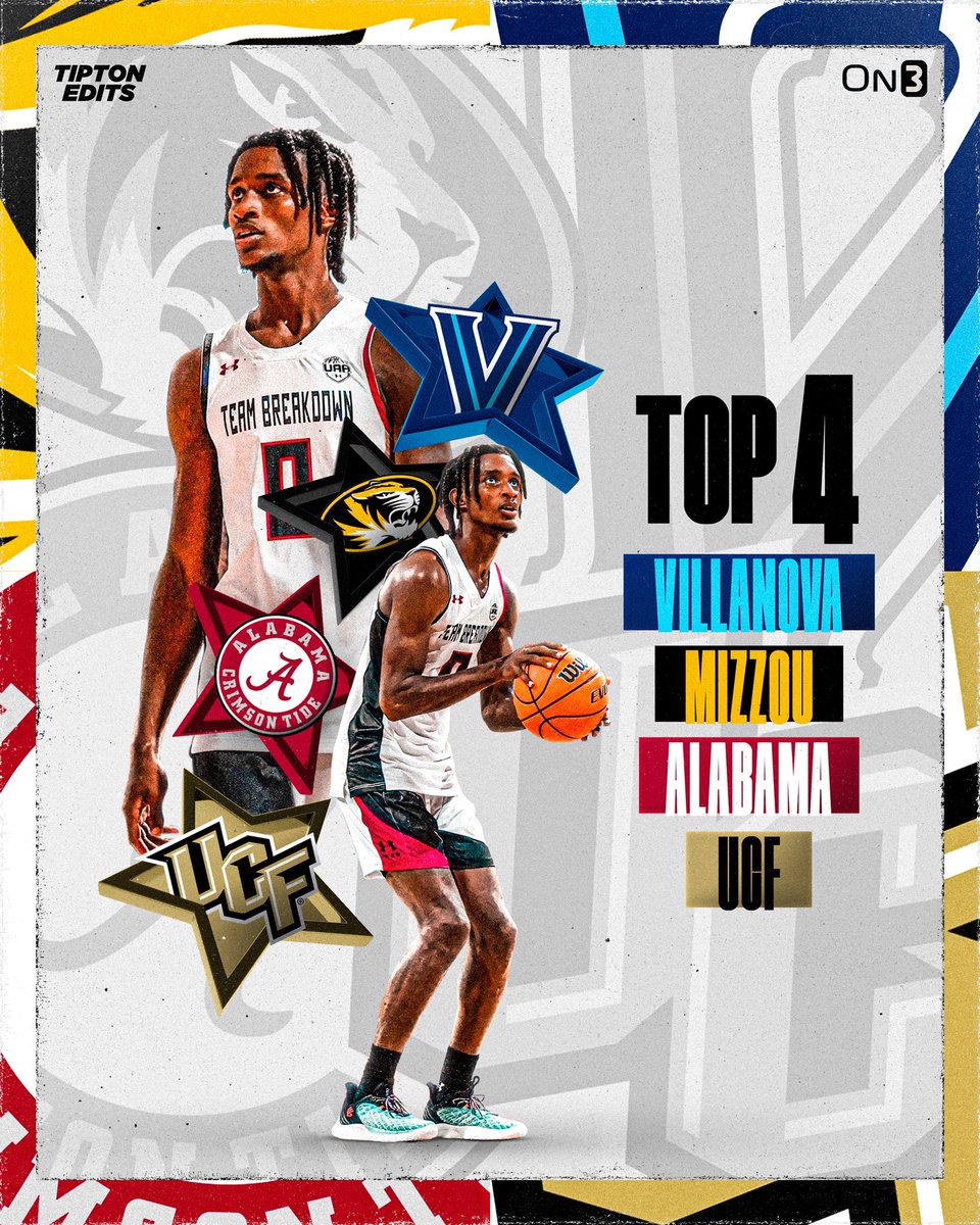 2023 four-star guard Kris Parker is down to four schools and will announce his commitment this Friday, March 3rd at 3:30 PM ET. 

Finalists: Alabama, Missouri, UCF, and Villanova. 

He breaks down each program ahead of his decision here: on3.com/news/kris-park…