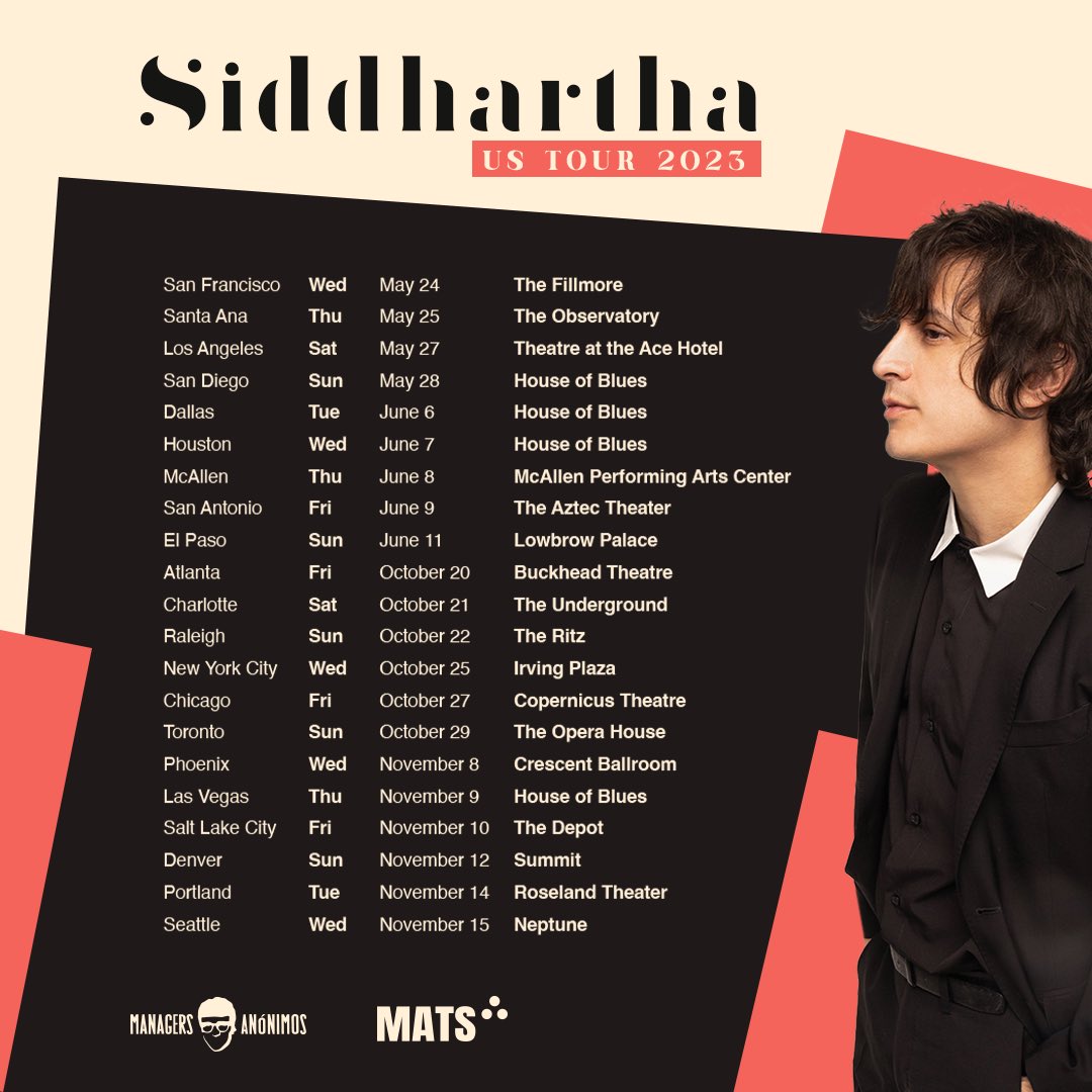IamSiddhartha's tweet image. Amigos en Estados Unidos, estamos felices de compartirles que los veremos por allá, hasta pronto!

Siddhartha.tix.to/USTour2023WE