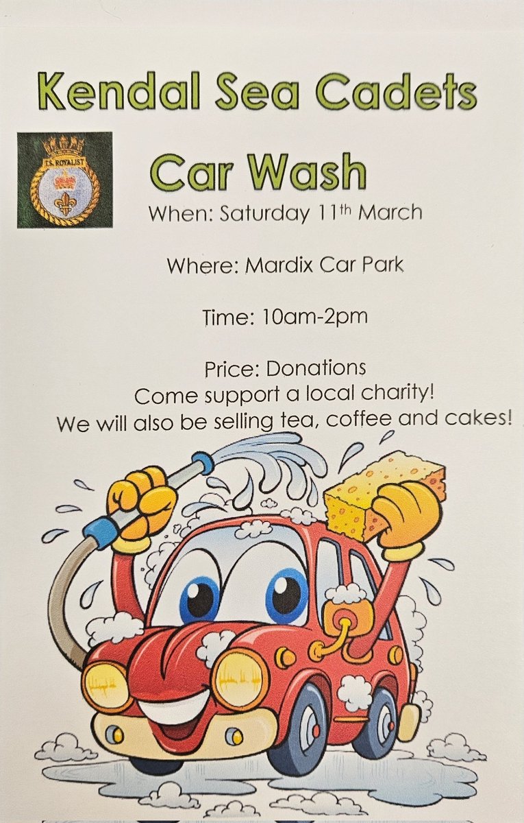 Come along and say hi, grab a cuppa, and while you're enjoying your cuppa, we will wash your car for a small donation 🙂
#KendalRoyalist #carwash #readyayeready