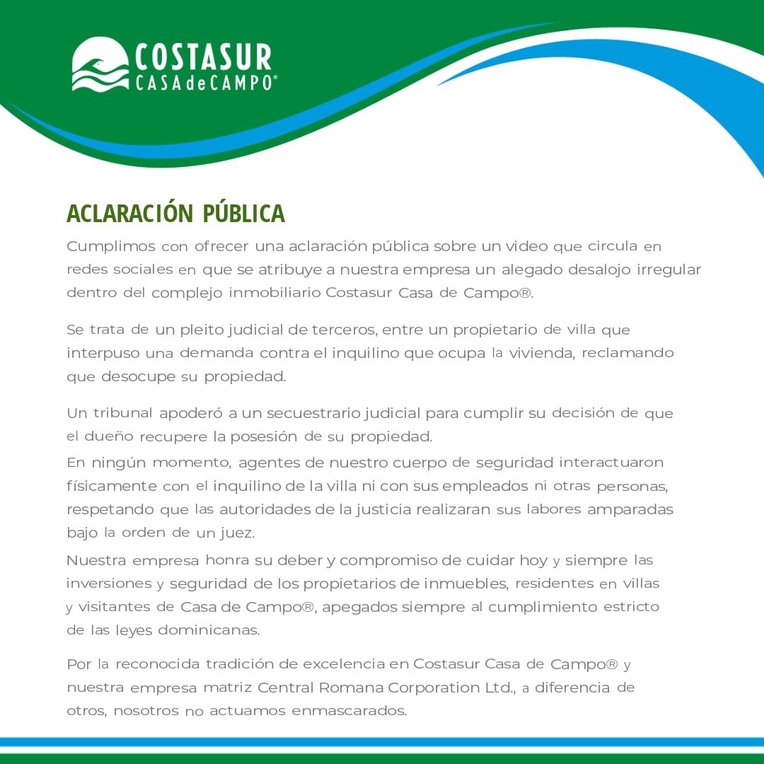 Comunicado aclarando una situación acontecida en Casa de Campo®