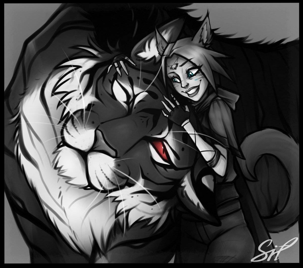 Grumpiesta's tweet photo. A delightful sketch comm of guildie and her big ol’ tiger buddy!

#art #ArtistOnTwitter #FinalFantasy #FFXIV #FF14art #ff14 #CLIPSTUDIO #ClipStudioPaint #fantasy #tiger #artwork #sketch #sketchart #Commision #commissionart #worldofwarcraft #DnD #dndart #digitalart #roleplayer https://t.co/B4F0bx5ggA