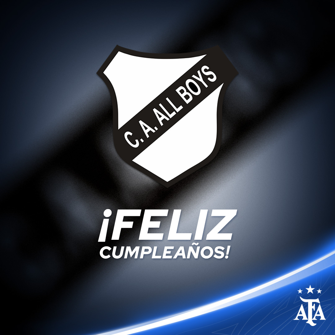 #FelizCumple La Asociación del Fútbol Argentino saluda a <a href="/caallboys/">Club Atlético All Boys</a> en un nuevo aniversario de su fundación. ¡Felicidades! 🎉🎊