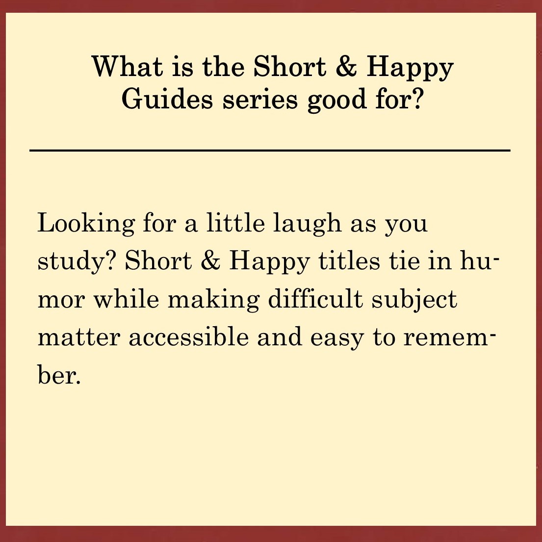 BurgerLibrary's tweet image. We may be a day late (ooops...) but its time for another round of #StudyAidSunday! 

Read more about the Short &amp;amp; Happy Guides series here:       ow.ly/EaXK50MX7Hc