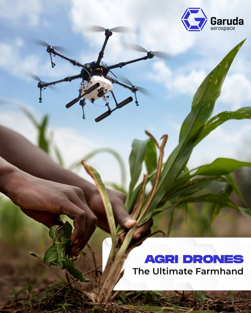 garuda_india's tweet image. Soaring above the fields, our #AgriDrones are here to revolutionize farming. 

#SmartFarming
