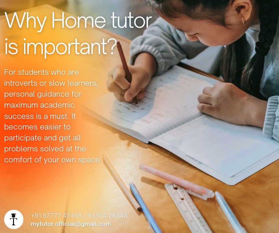MyTutordotin's tweet image. Home tutors can build a better learning ability in children so they can easily monitor and provide on-time feedback to the parents on the student’s performance as they work.

#hometutor #mytutor #mytutorindia