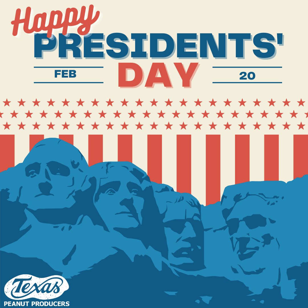 Happy Presidents’ Day from TPPB; we hope everyone gets to celebrate this special day with friends and family. 
•
•
•
#TexasPeanuts #TexasPeanutProducersBoard #PresidentsDay