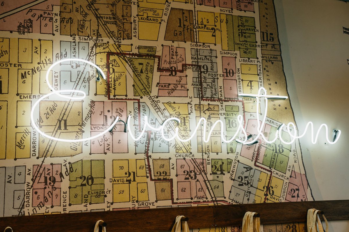 RightWaySigns's tweet image. Custom printed Evanston map on textured wallcovering material along with custom neon lettering we made and installed for Dollop General Store in Evanston, Illinois