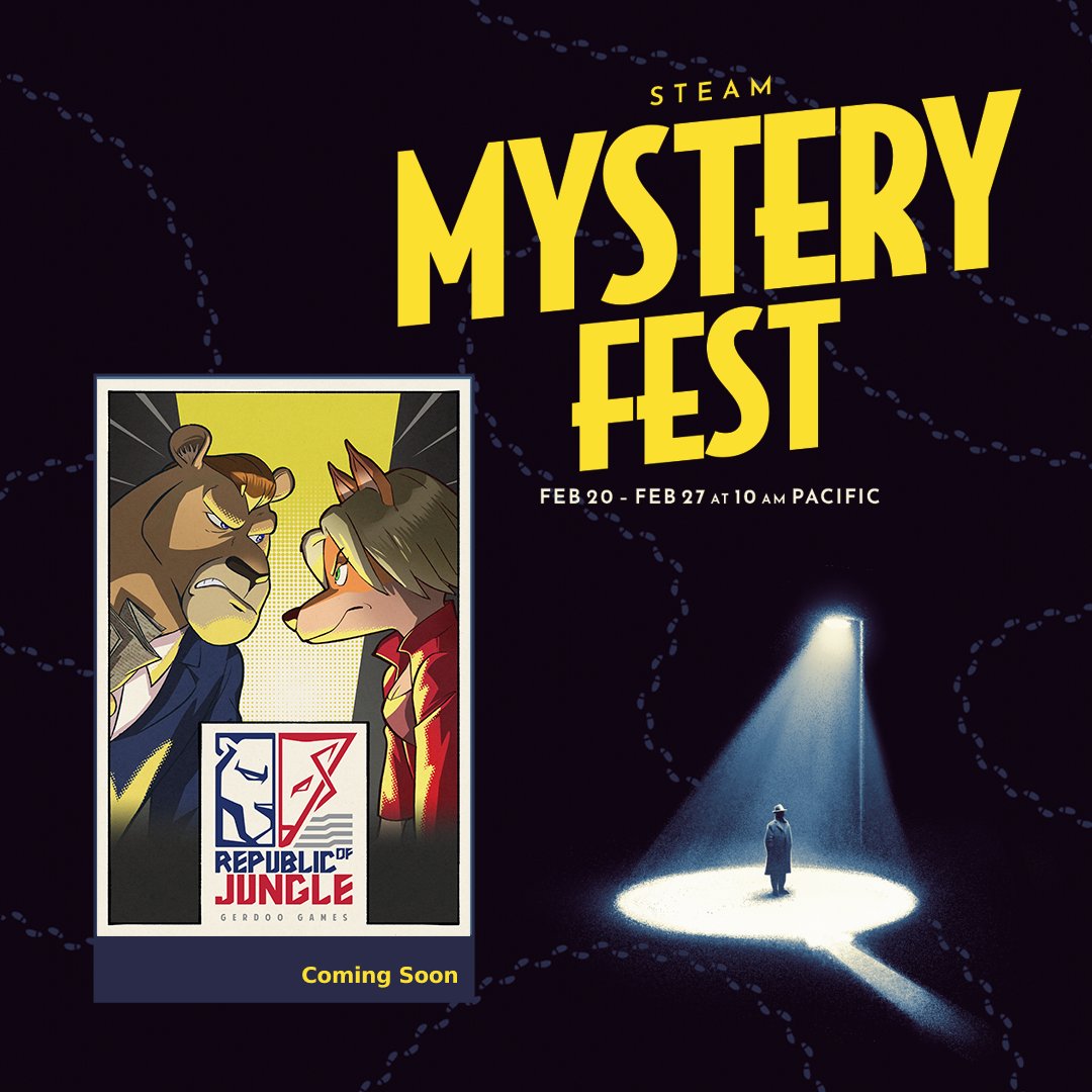 🕵️‍♂️<a href="/Steam/">Steam</a>'s Mystery Fest 🕵️‍♀️starts today! 

🔎Uncover the truth &amp; find out who amongst you is a Leaker, as Republic of Jungle takes part in this week-long celebration of all things mysterious.

🎥Check out our store page from 10am PST/6pm GMT to catch our stream #indiegame #MYSTERY