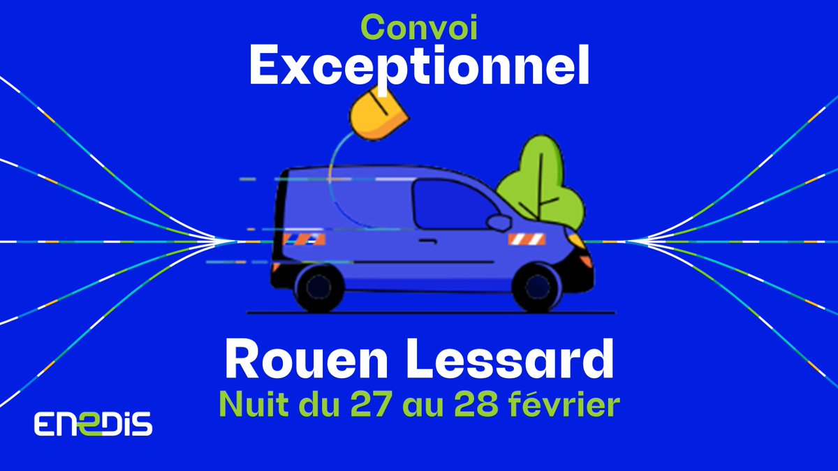 enedis_normand's tweet photo. Passage d'un convoi exceptionnel à @Rouen dans la nuit du 27 au 28 février🚧
L'engin de chantier servira à réaliser des travaux au #PosteSource de «Rouen Lessard» pour moderniser le réseau #électrique. Nous nous excusons de la gêne sonore qui sera occasionnée les jours suivants. https://t.co/THMKmj0wtu