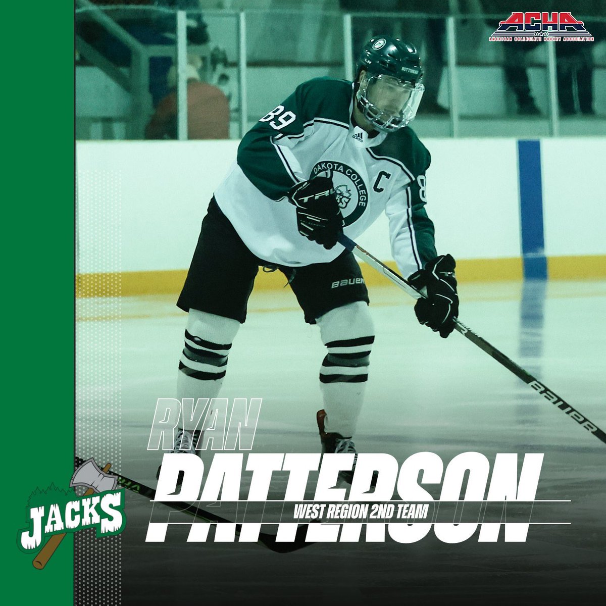 THAT’S OUR CAPTAIN!

Congratulations to forward Ryan Patterson on being named to the West Region 2nd Team!

For more: achahockey.org/m2-west-region…

#LLTL🪓 | #DCBJacks