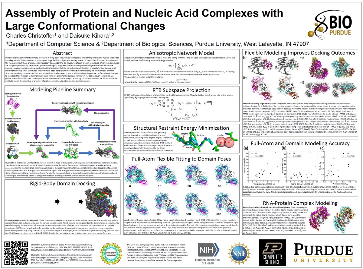 kiharalab's tweet image. Come to our poster today! at #bps23 #bps2023: 878-pos Board B7
&quot;FLEX-LZERD: PROTEIN DOCKING WITH EXTREMELY LARGE CONFORMATIONAL CHANGES&quot; Charles Christoffer, Daisuke Kihara