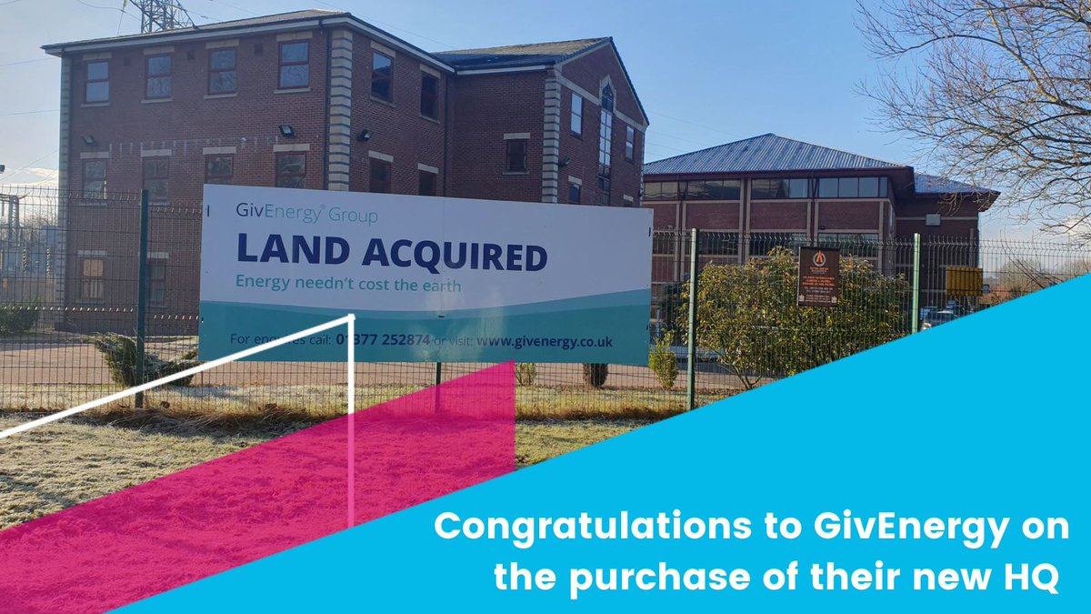 Congratulations to <a href="/GivEnergy/">GivEnergy</a> on the purchase of their new HQ in Brymbo Road, Newcastle-under-Lyme. We're very proud to have acted for this innovative energy storage company, which is growing and creating new jobs. bit.ly/3lR3oB3