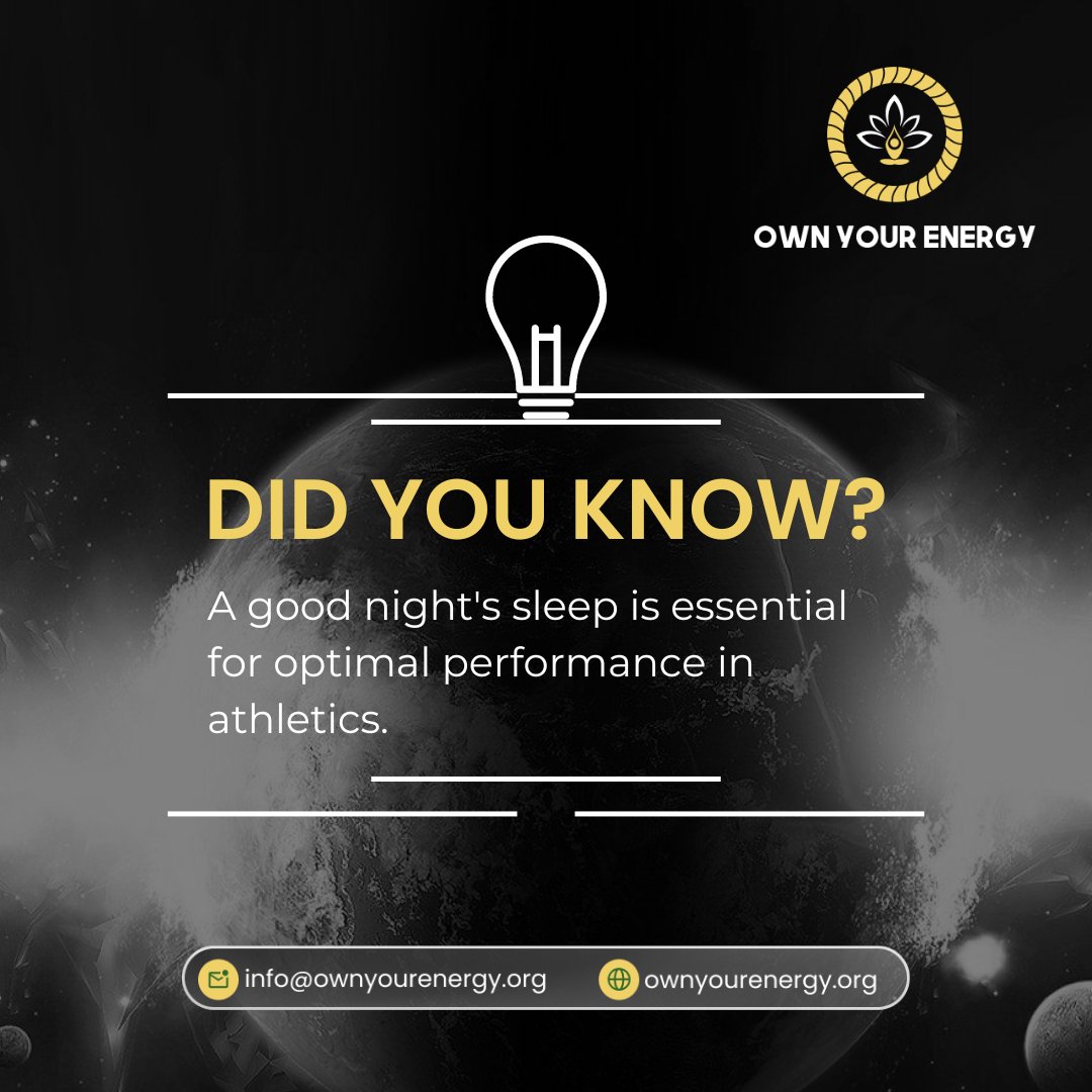 DID YOU KNOW?

A good night's sleep is essential for optimal performance in athletics.

#ownyourenergy #mentalfitness #changeyourthoughts #athlete #athletelife #athletelifestyle #changeyourmindset #smallbusiness #blackownedbusiness #confidence #selfdiscovery #selfdiscoveryjourney