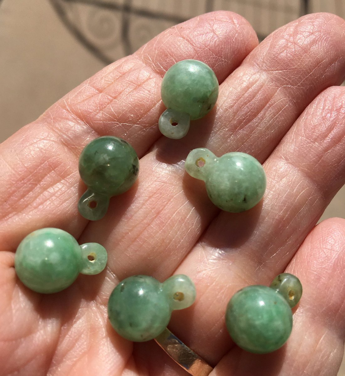 RockLadyRocks's tweet image. Excited to share this item from my #etsy shop: Six Translucent #JADEITE #JADE hand carved 9 mm #BUTTONS or #Beads with 4 mm loop*Vintage California Gold Rush Chinatown Relics etsy.me/3ElC4kG