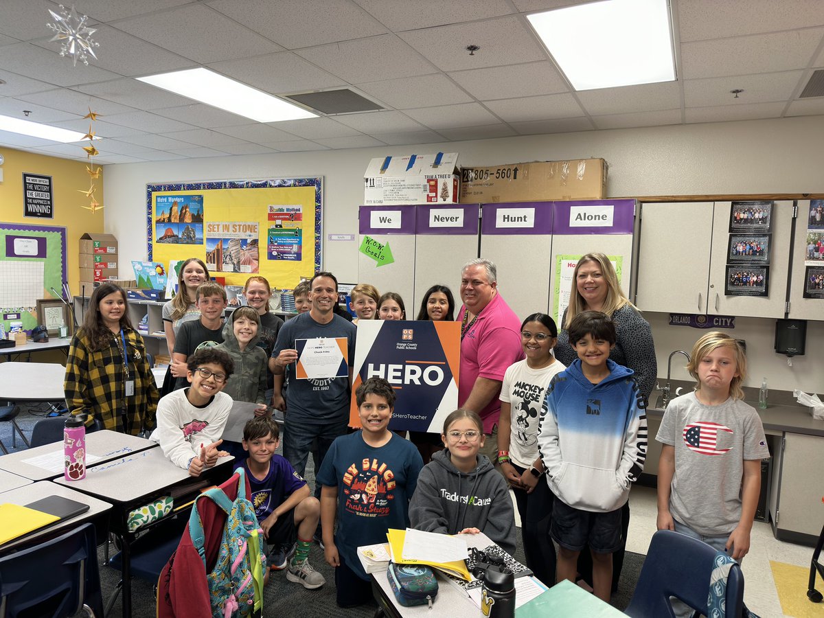 Mr. Chuck Fritts was recognized by Principal Weis as Palm Lake Elementary School’s #OCPSHeroTeacher! His students were beyond excited to help us celebrate and recognize Mr. Fritts for all the things he does <a href="/PalmLakeES_OCPS/">Palm Lake Elementary</a>. Congratulations! <a href="/OCPSnews/">ocpsnews</a> <a href="/CDLocps/">Curriculum and Digital Learning</a>