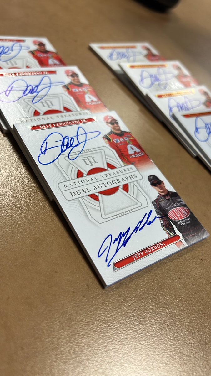Only 11 of these about to be sent out into the world. Pretty cool to pair with this legend. I remember racing him in his Pepsi car in the Busch GN series in 1999. I was so geeked out to go door to door with Jeff. <a href="/PaniniAmerica/">Panini America</a> <a href="/JeffGordonWeb/">Jeff Gordon</a>