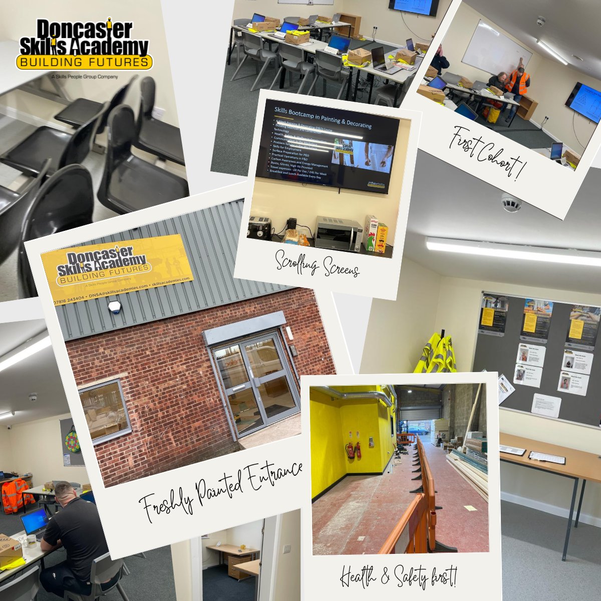 CSkillsPeople's tweet photo. With a final lick of paint applied to the entrance doors & the #classroom made #education equipped, #DNSA was ready for it's 1st 𝐈𝐧𝐭𝐫𝐨𝐝𝐮𝐜𝐭𝐢𝐨𝐧 𝐭𝐨 𝐂𝐨𝐧𝐬𝐭𝐫𝐮𝐜𝐭𝐢𝐨𝐧 #cohort this morning @RNNGroup | @SouthYorksMCA | @growthcouk | @ESFAgov #funding #growth #dnsa https://t.co/LhGN09tW1O